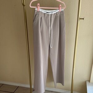 Stylish Tan Trousers with Peekaboo Drawstring Waist